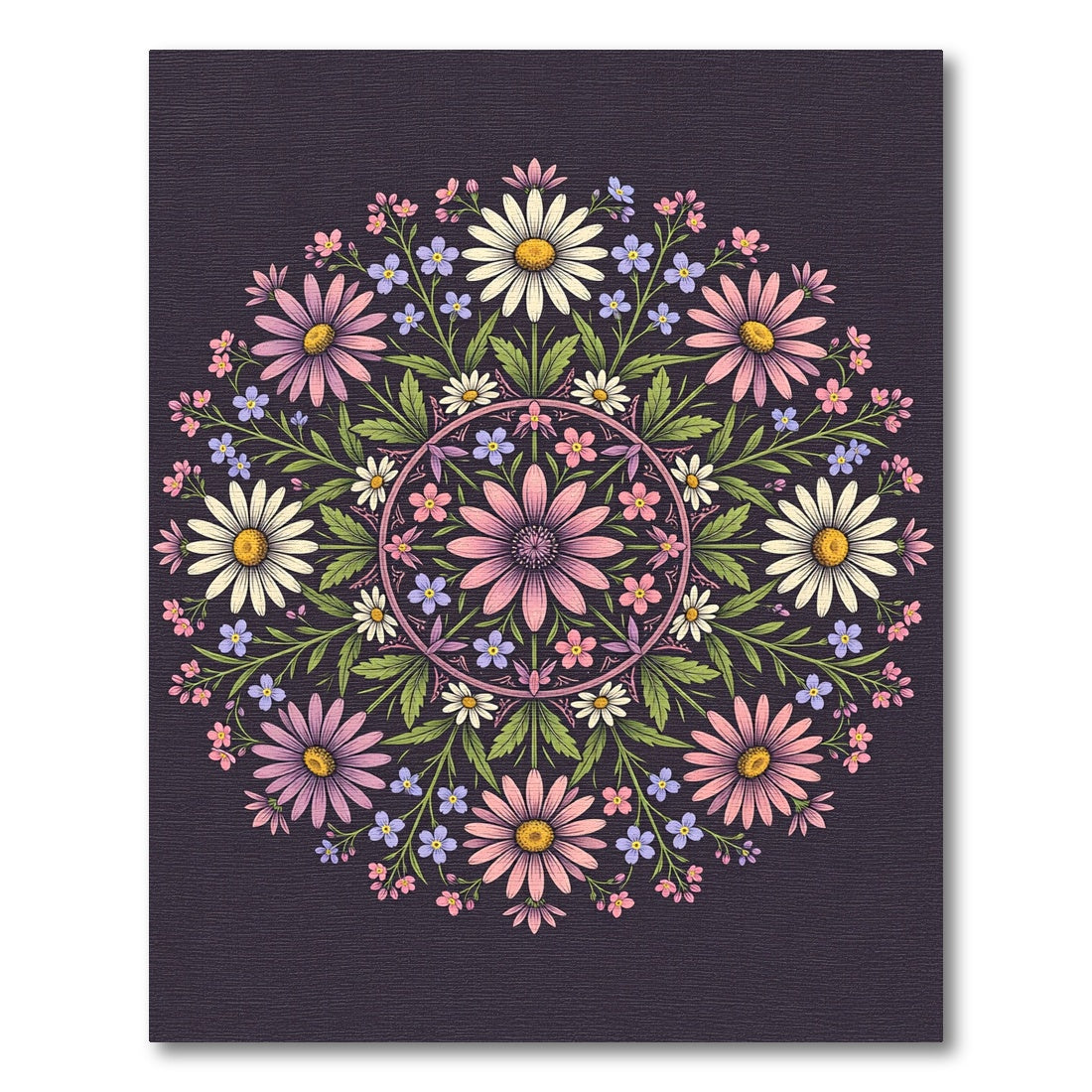 Ornate Floral Mandala with Daisy Blossom Rug