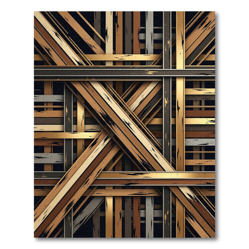 Intersecting Wood Grain Bands Rug