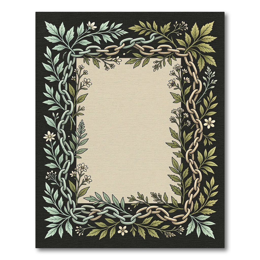 Botanical Chain Border Cream Rug