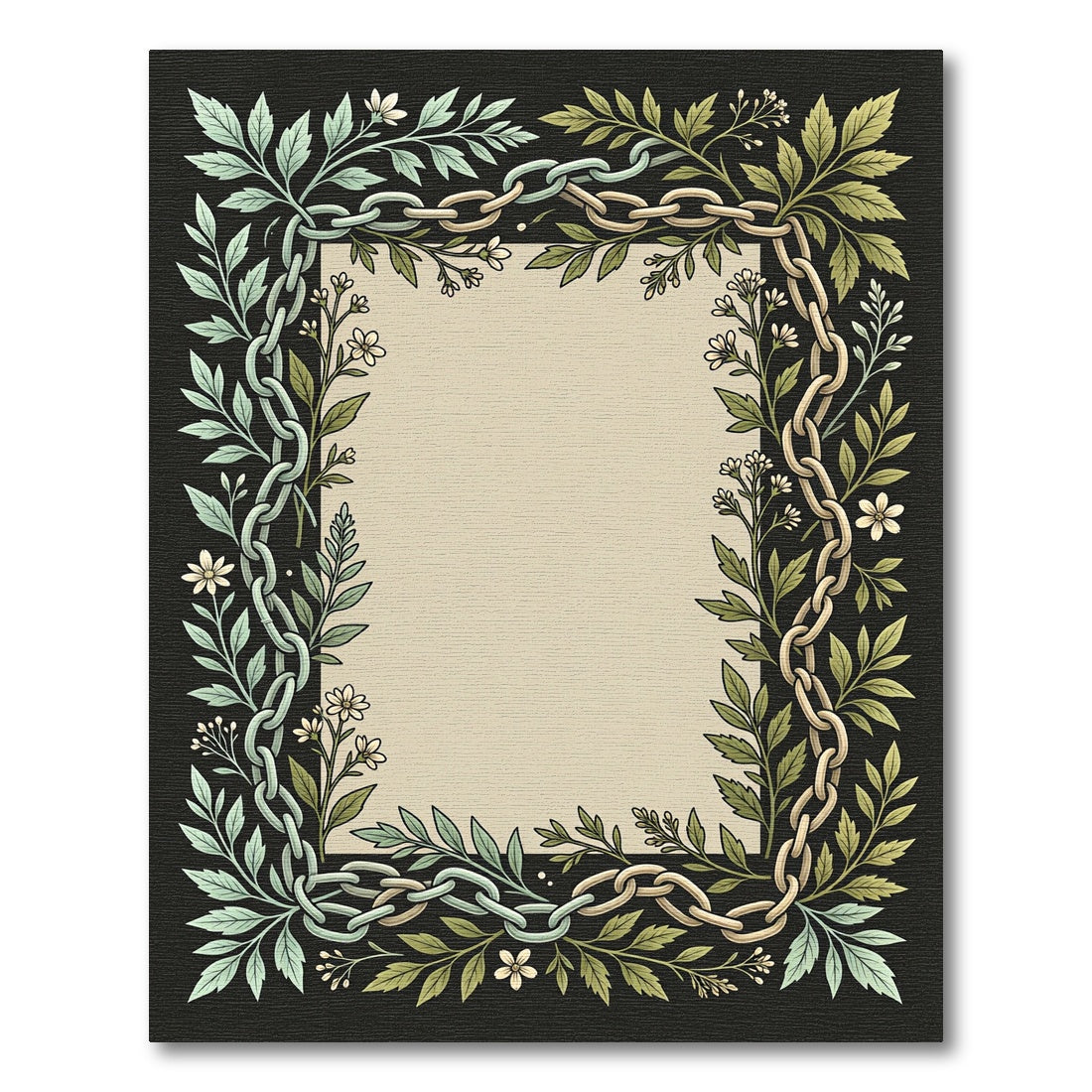 Botanical Chain Border Cream Rug