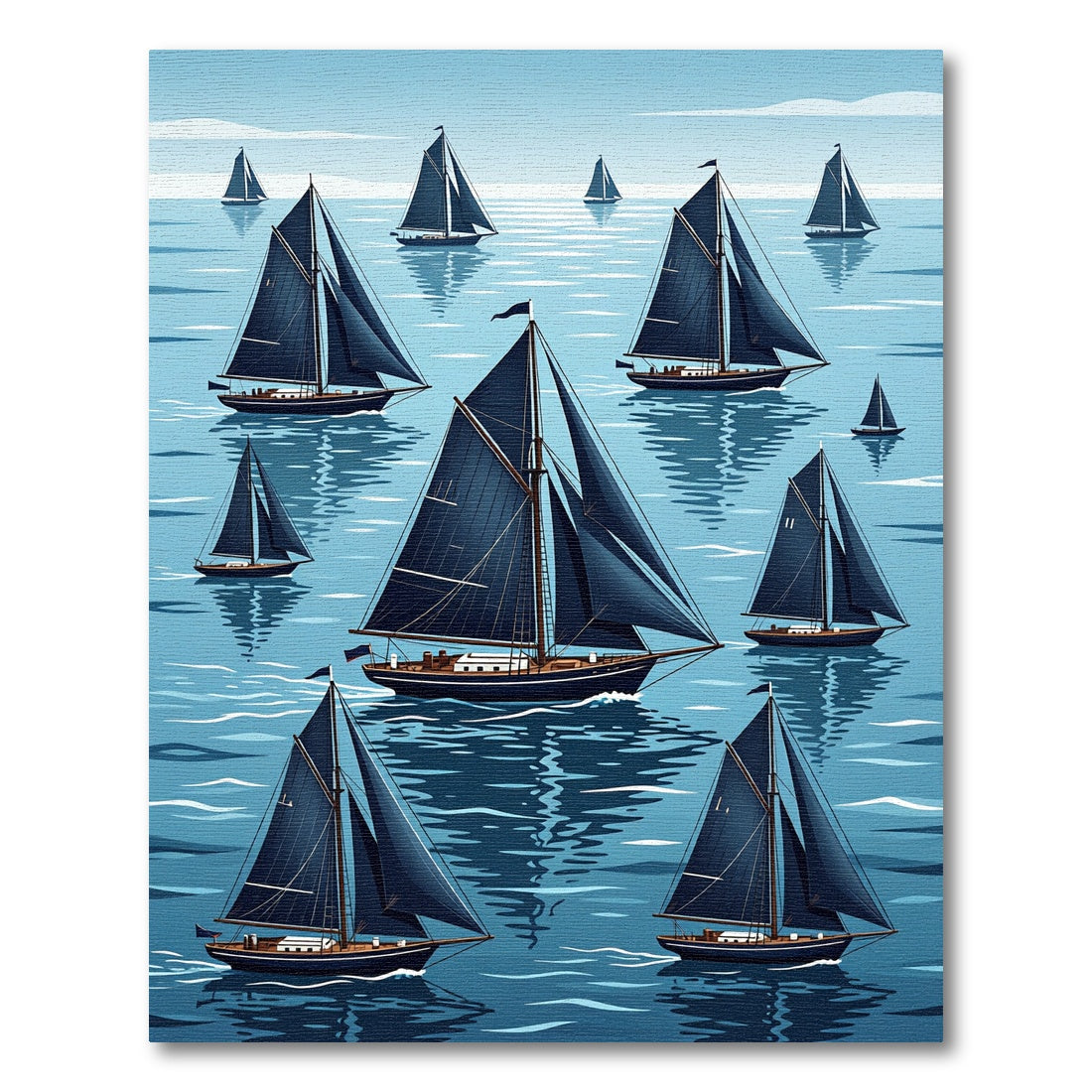 Navy Nautical Sailboat Maritime Scene Rug