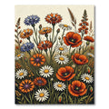 Vibrant Wildflower Meadow Botanical Illustration Rug