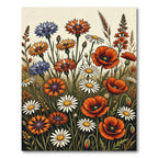Vibrant Wildflower Meadow Botanical Illustration Rug