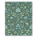Teal Green Floral Vine Scrolls Rug