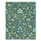 Teal Green Floral Vine Scrolls Rug