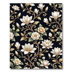 Rich Cream Magnolia Vine Pattern Rug