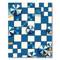 Coastal Blue Geometric Parasol Checkered Rug