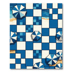 Coastal Blue Geometric Parasol Checkered Rug