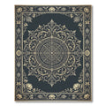 Ornate Gold Filigree Charcoal Medallion Rug