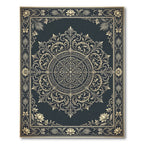 Ornate Gold Filigree Charcoal Medallion Rug