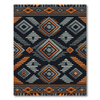 Bold Orange and Gray Geometric Diamond Rug