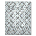 Sophisticated Silver Metallic Geometric Lattice Rug