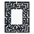 Dark Gray Abstract Geometric Maze Rug