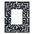 Dark Gray Abstract Geometric Maze Rug