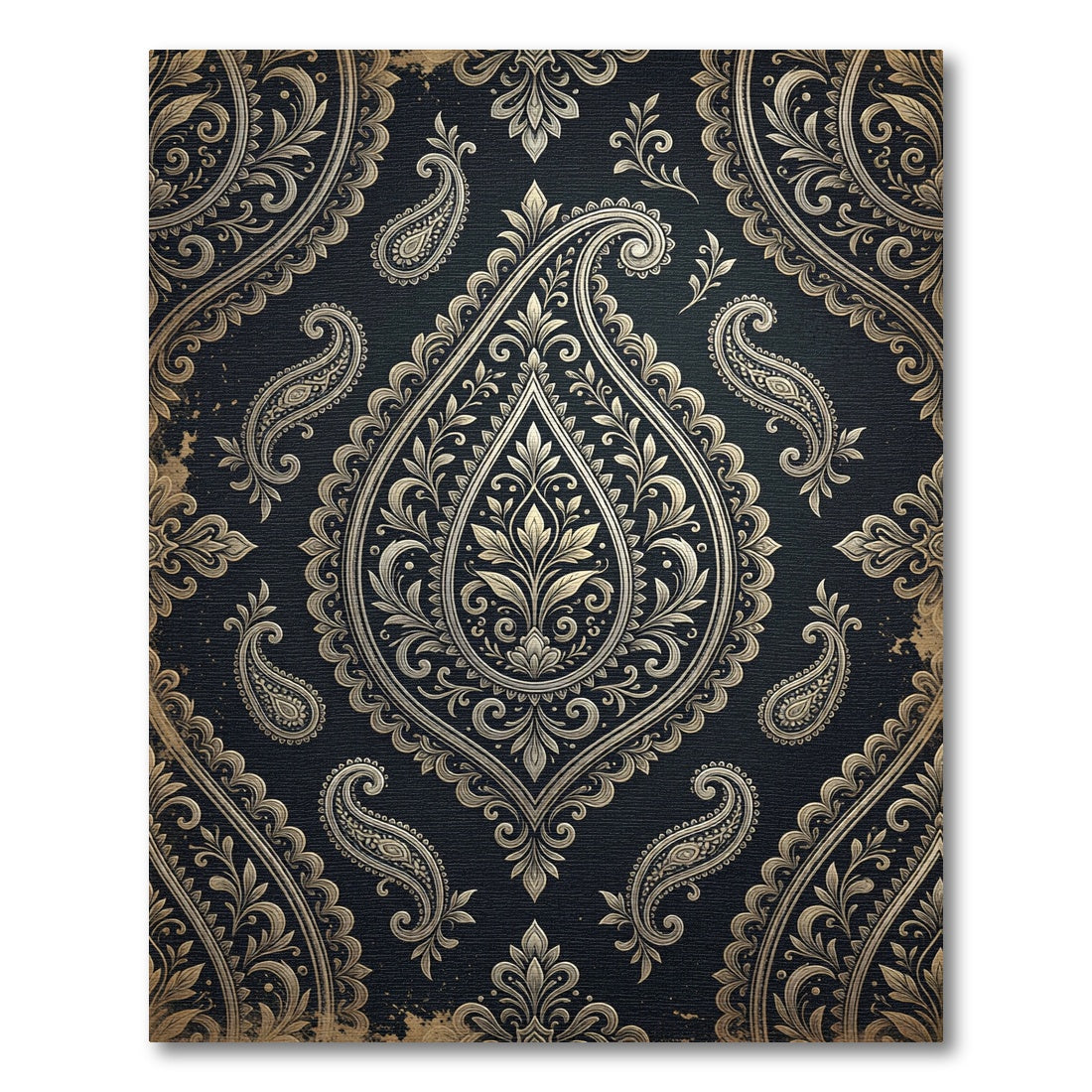Ornate Gold Paisley Tear Drop Rug