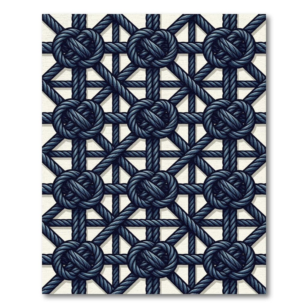 Deep Blue Nautical Knot Lattice Rug