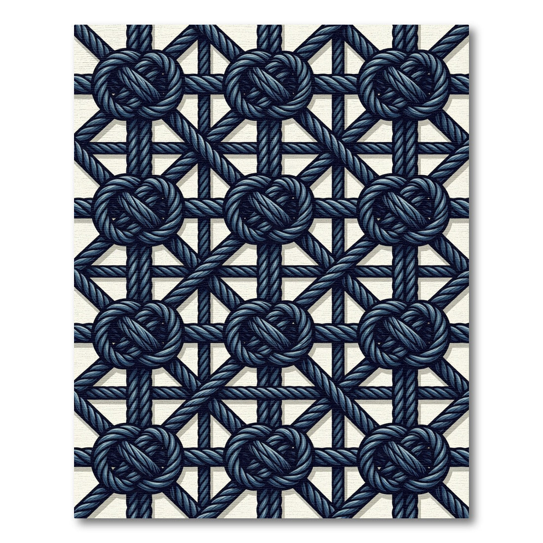 Deep Blue Nautical Knot Lattice Rug