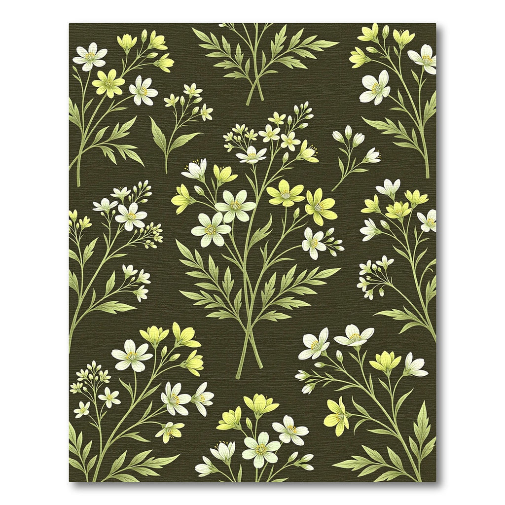 Delicate White Yellow Floral Branches Rug