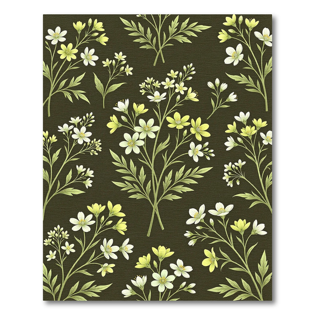 Delicate White Yellow Floral Branches Rug