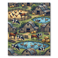 Charming Country Farm Life Scene Rug