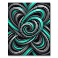 Modern Cyan and Charcoal Swirling Abstract Rug