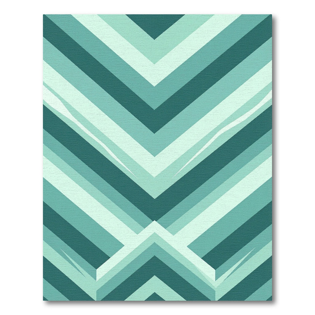 Teal Geometric Chevron Layered Rug