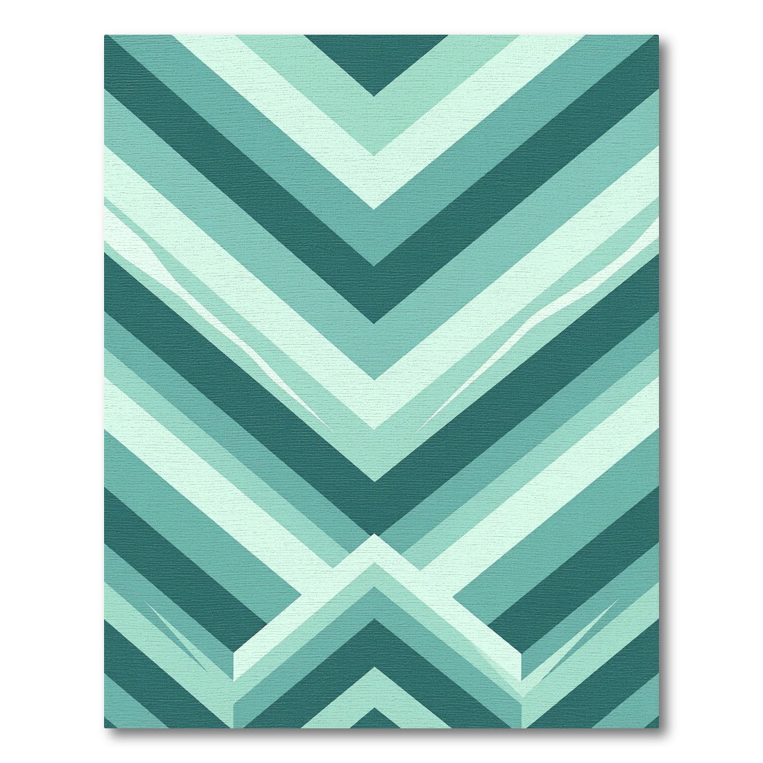 Teal Geometric Chevron Layered Rug