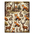 Woodland Forest Animals Cabin Tale Rug