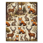 Woodland Forest Animals Cabin Tale Rug