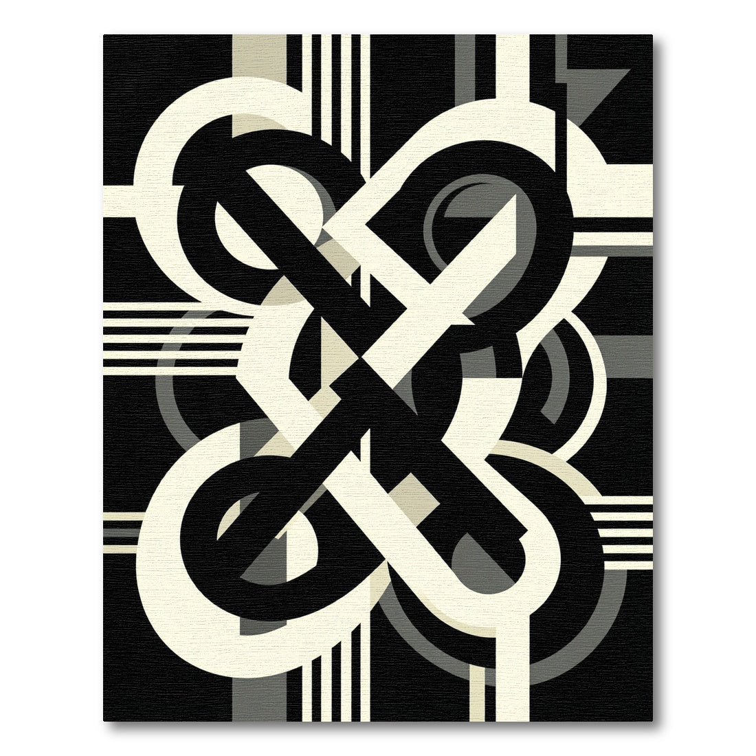 Monochromatic Bold Geometric Interlocking Loops Rug