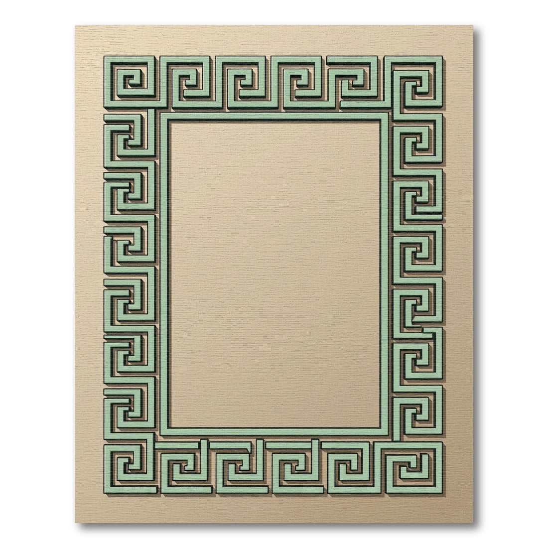 Green Geometric Greek Key Frame Rug