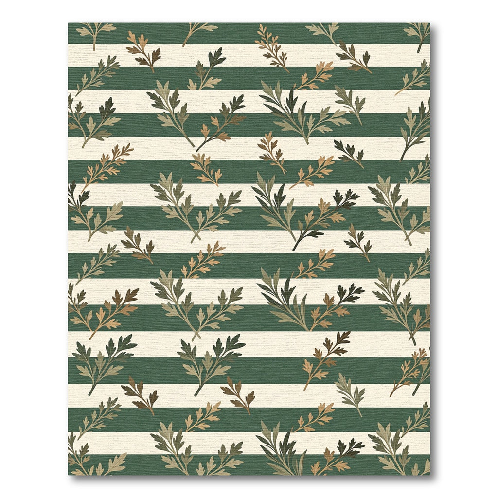 Sage Green Botanical Striped Rug