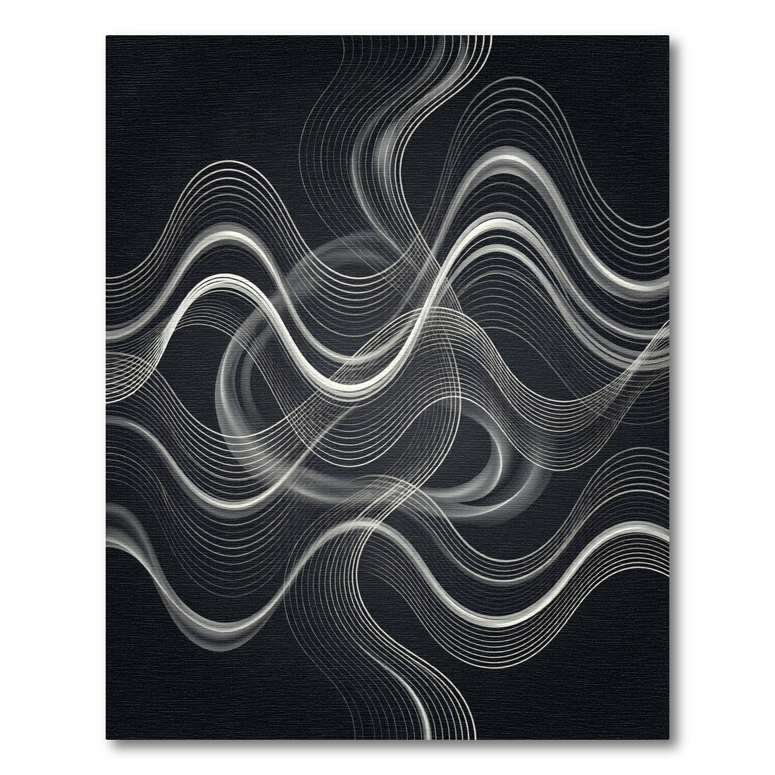 Monochromatic Abstract Wave Symphony Rug