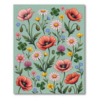 Botanical Poppy Meadow Sage Area Rug