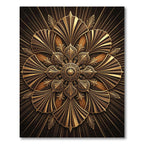 Golden Art Deco Sunburst Medallion Rug