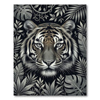 Monochromatic Tiger Jungle Foliage Rug