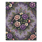 Romantic Lavender Rose Floral Bouquet Rug