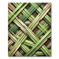 Woven Green Bamboo Lattice Artwork Rug