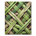 Woven Green Bamboo Lattice Artwork Rug