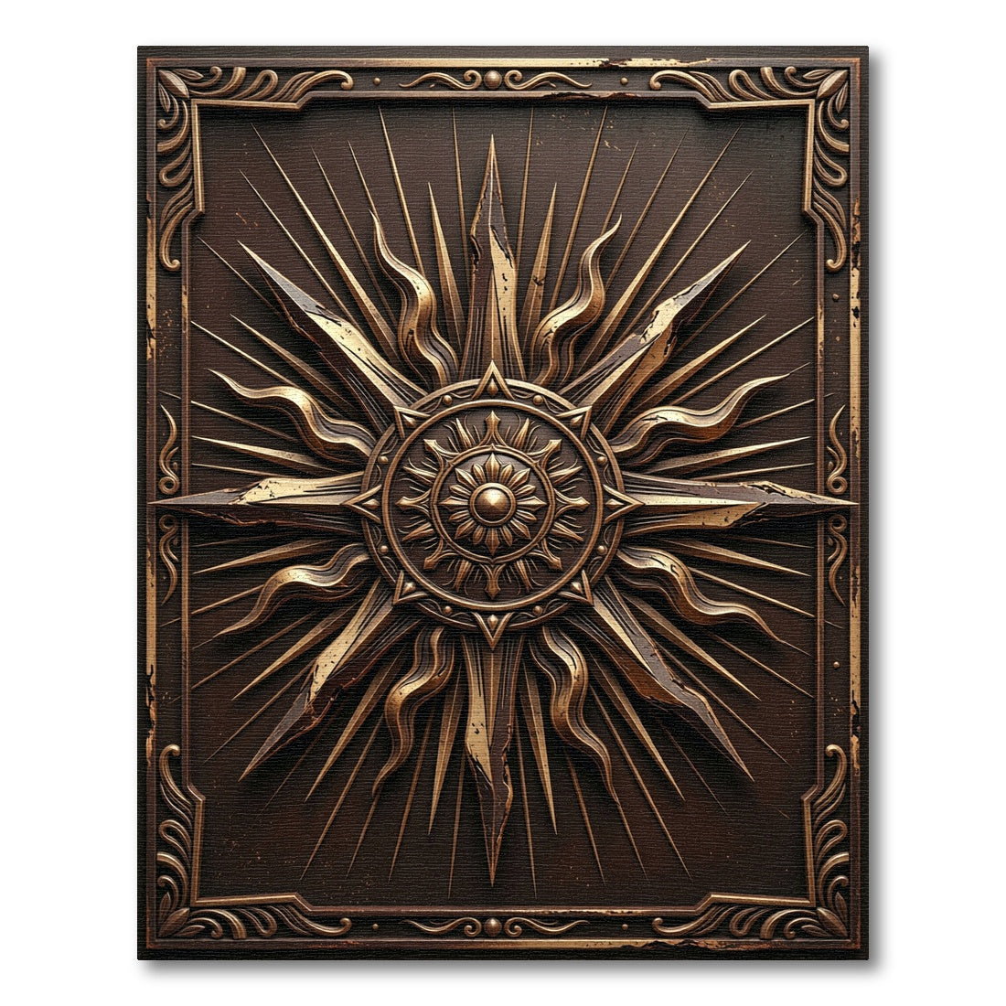 Gilded Bronze Radiant Sun Celestial Medallion Rug