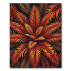 Fiery Orange Palm Leaf Arrangement Rug
