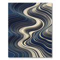 Modern Abstract Wavy Navy Cream Swirl Rug