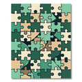 Abstract Green Jigsaw Puzzle Tile Rug