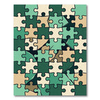 Abstract Green Jigsaw Puzzle Tile Rug