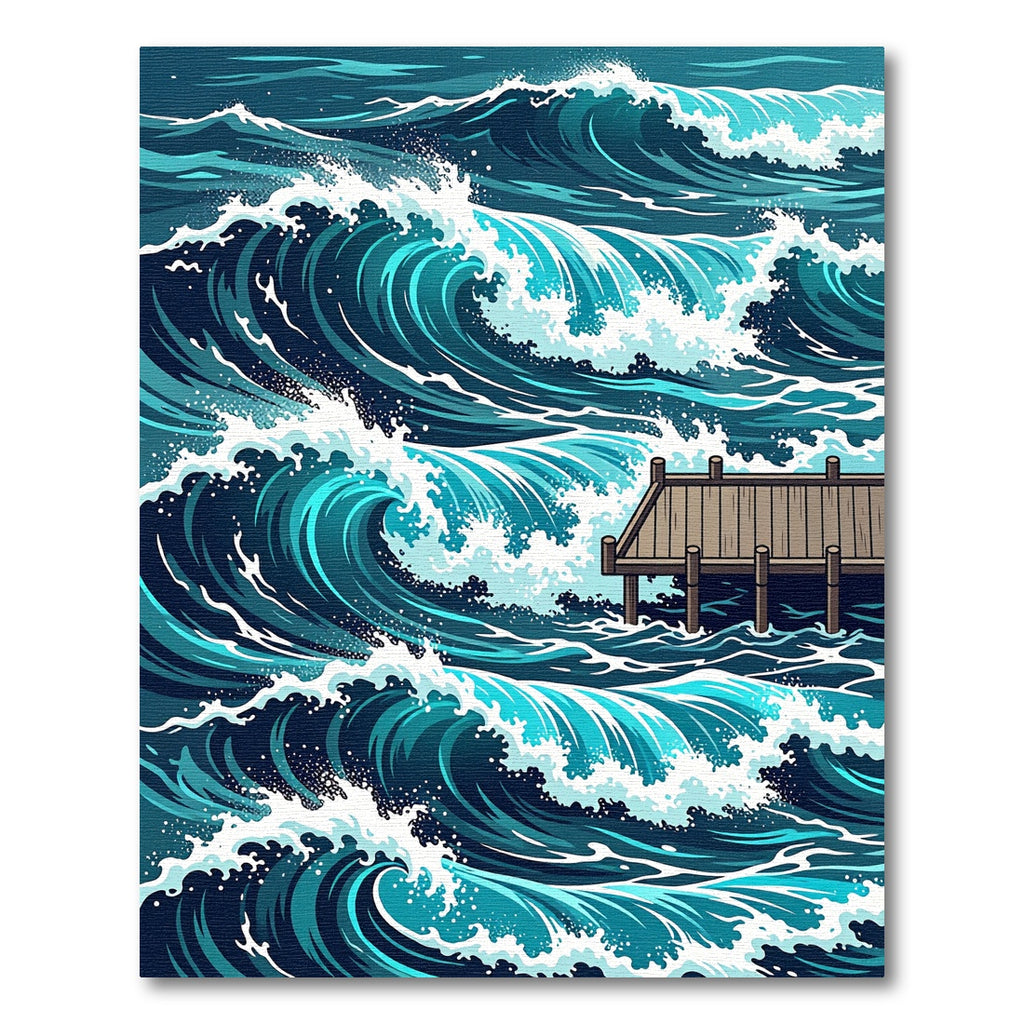Dramatic Deep Blue Ocean Wave Rug