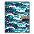 Dramatic Deep Blue Ocean Wave Rug