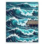 Dramatic Deep Blue Ocean Wave Rug
