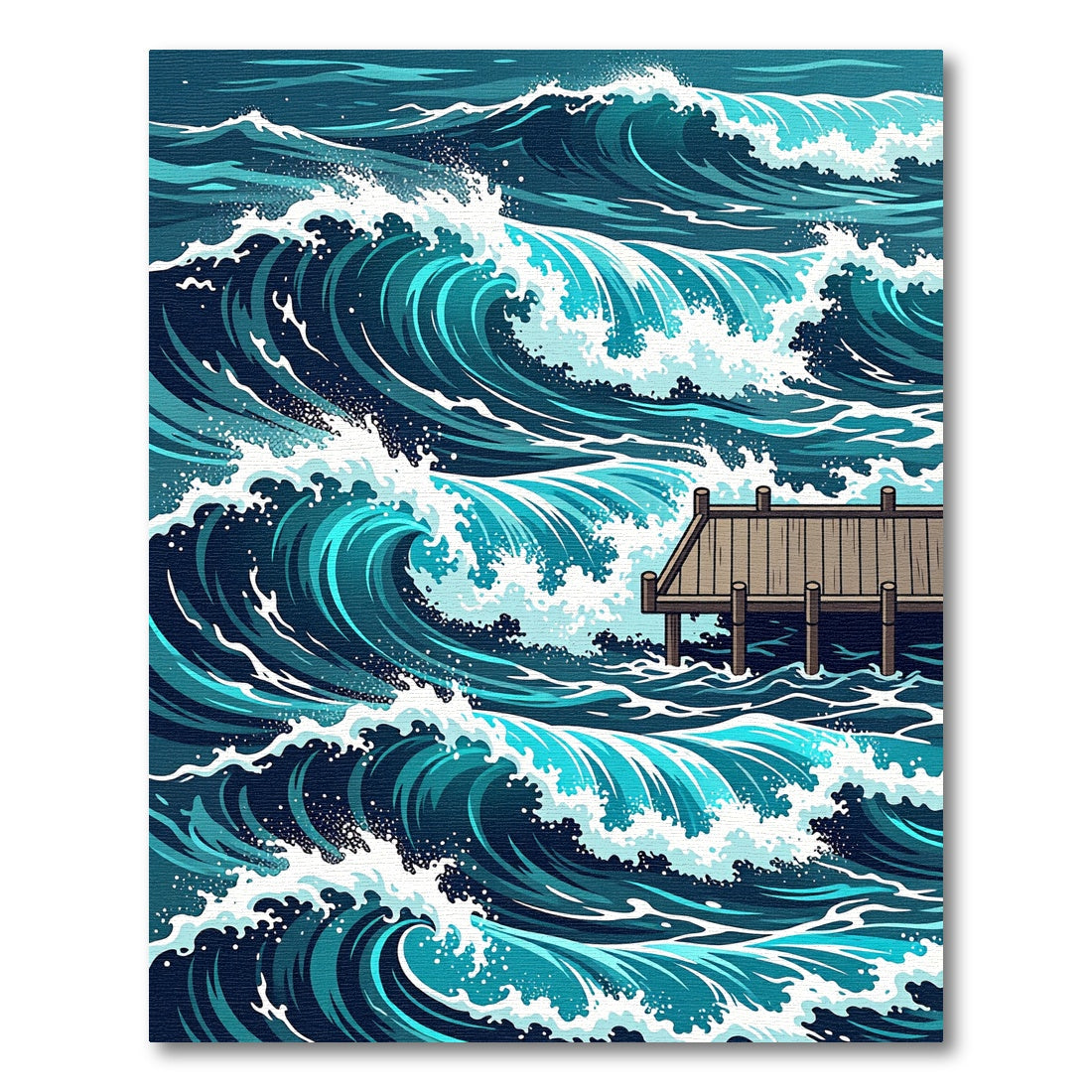 Dramatic Deep Blue Ocean Wave Rug