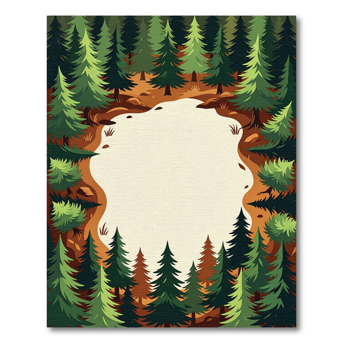 Evergreen Forest Clearing Illustration Rug