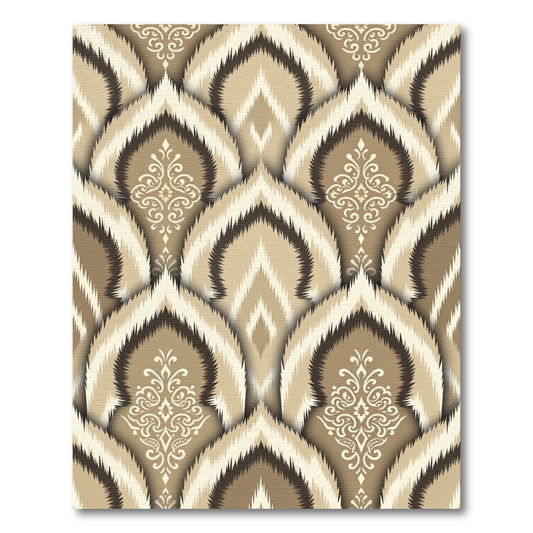 Neutral Earth Tone Ikat Medallion Rug
